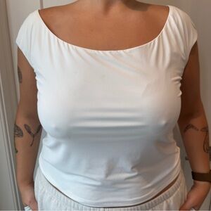 H&M Elegant White Cap Sleeve Blouse